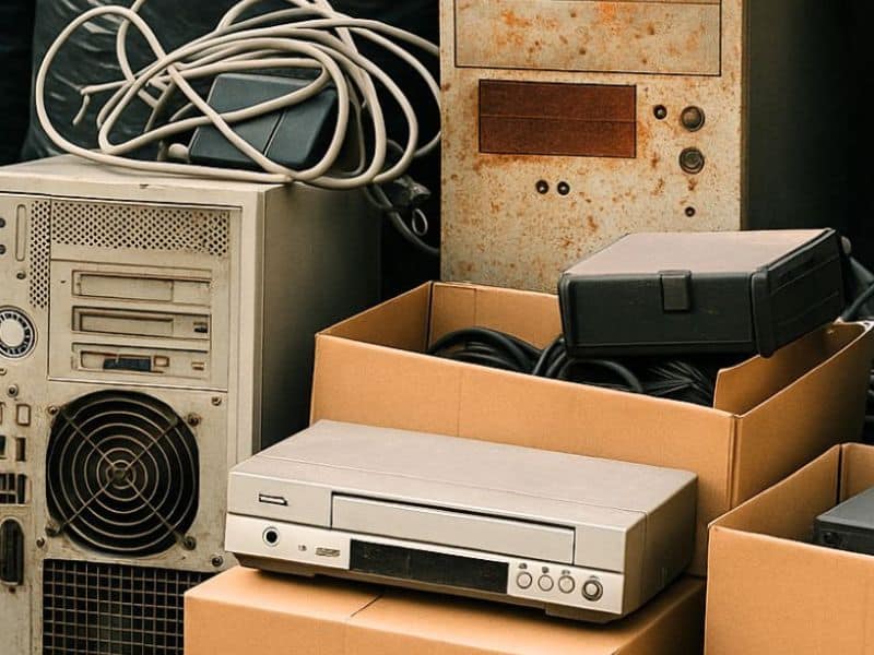 Bortforsling av elektronik – trasiga apparater och elektronikavfall i kartonger