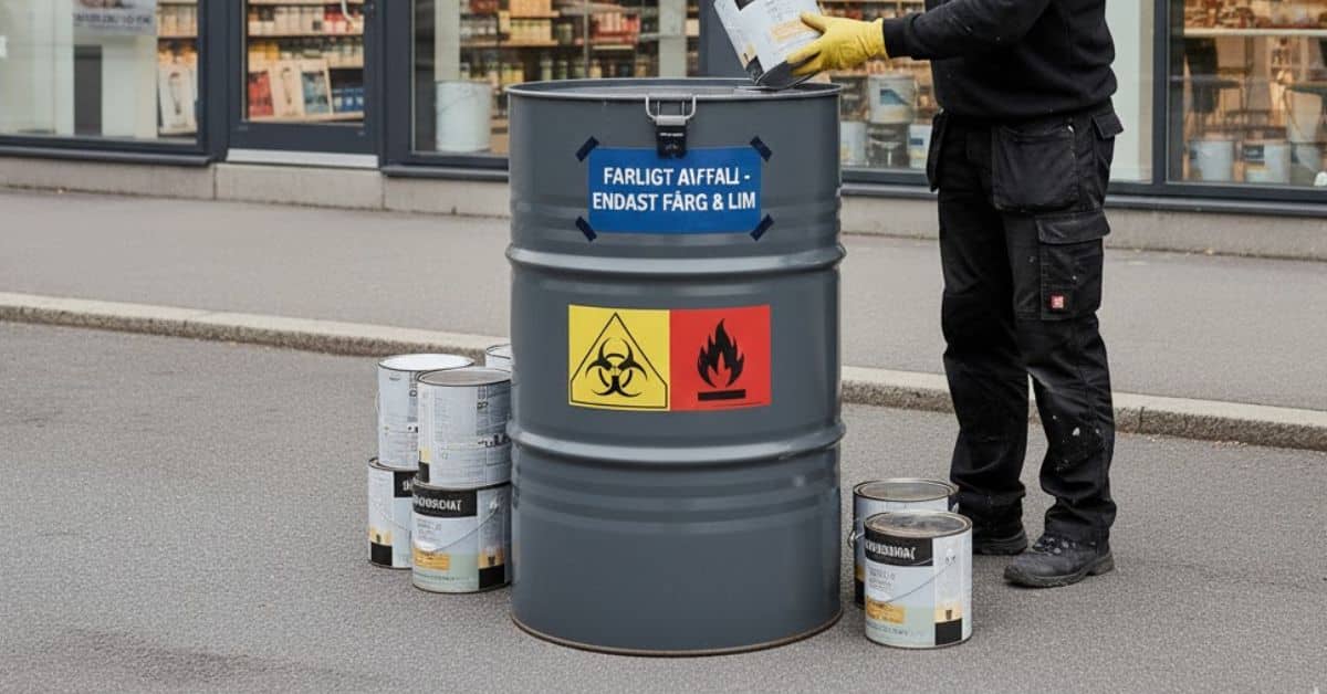 Lämna målarfärg som farligt avfall på återvinningscentral – korrekt hantering av färgburkar