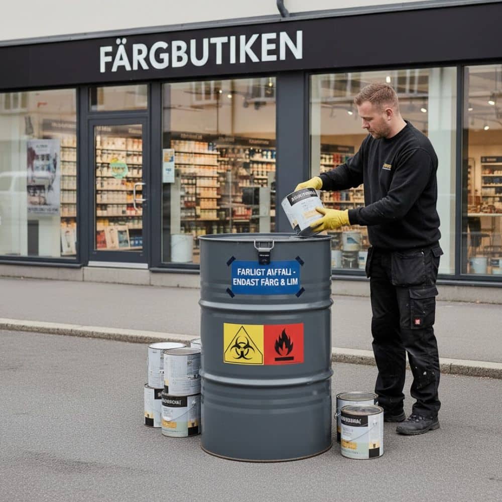 Lämna in färgburkar som farligt avfall – korrekt hantering av färg hos återvinningscentral