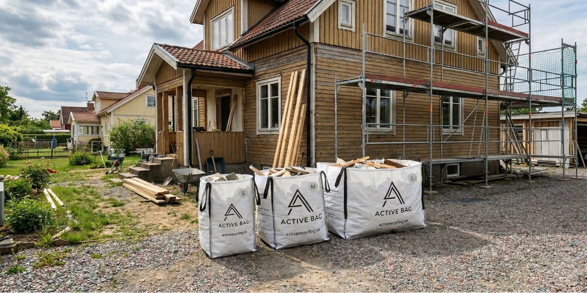 Byggsäckar från Active Recycling vid husbygge – enkel lösning för avfallshantering